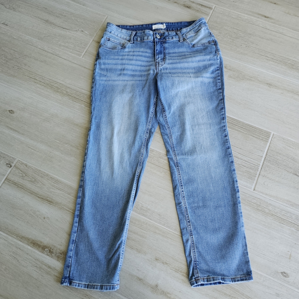 M Jeans By Maurices Light Blue Women's Straight Leg Jeans Size 14 Short EUC